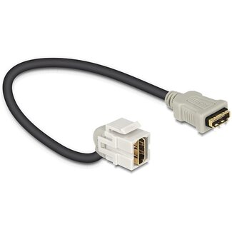 DeLOCK Keystone module HDMI (v) - HDMI (v) 110° haaks met korte kabel - versie 1.4 (4K 30Hz) / wit - 0,30 meter