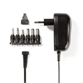 Nedis Universele voedingsadapter 3-12V / 2A / 12W met 6 verwisselbare pluggen / zwart - 1,8 meter