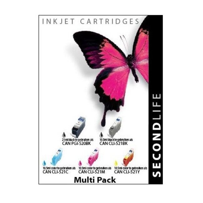 SecondLife Multipack inkt cartridges voor Canon PGI-520 en CLI-521