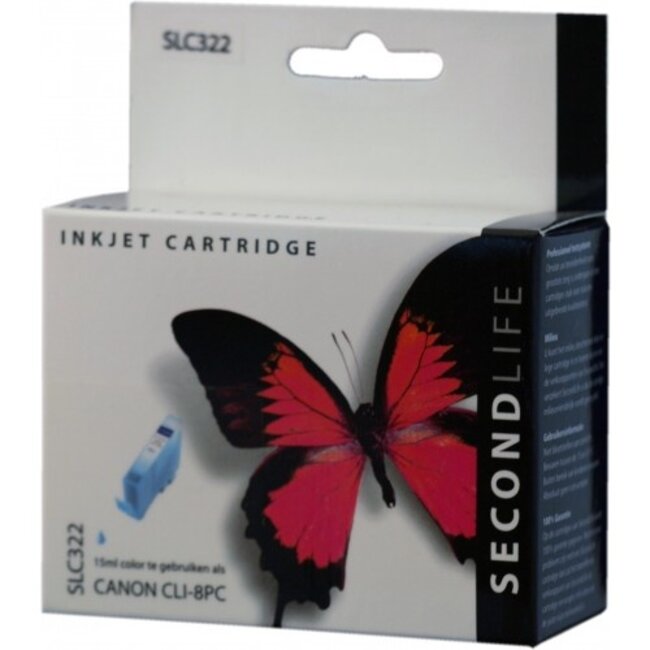 SecondLife inkt cartridge foto cyaan voor Canon CLI-8PC