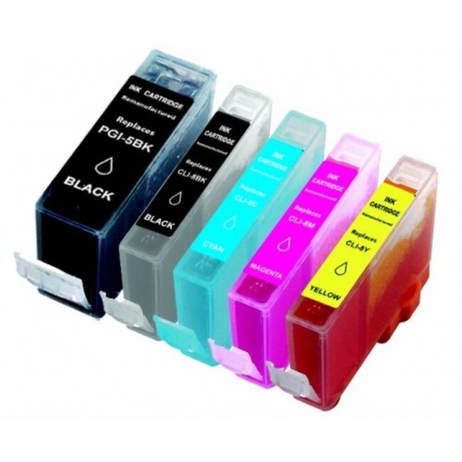 SecondLife Multipack inkt cartridges voor Canon PGI-5 en CLI-8