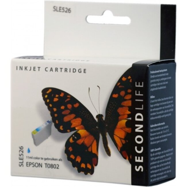 SecondLife inkt cartridge cyaan voor Epson T0802
