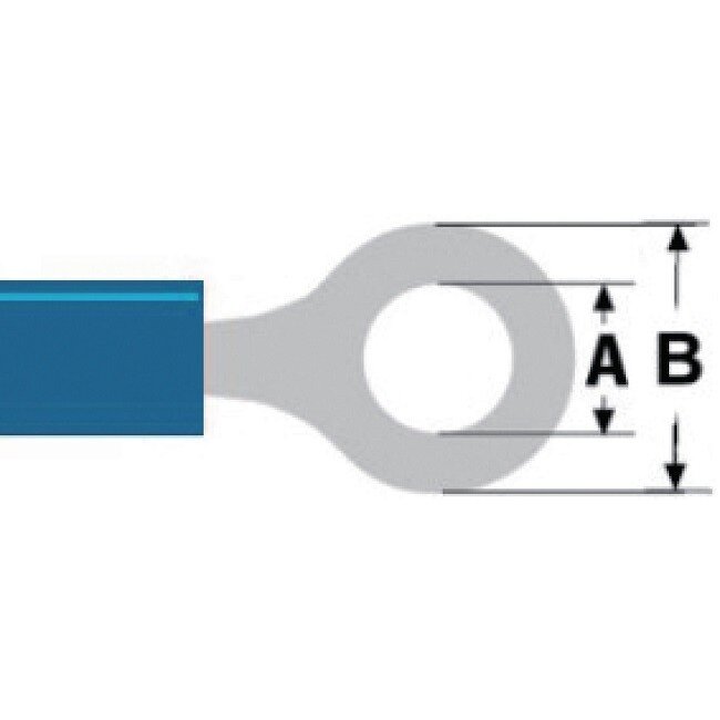 Fast On 4,3mm (m) ring kabelschoen / blauw - half geïsoleerd