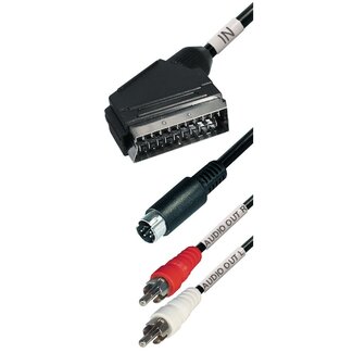 Transmedia S-VHS en Tulp 2x RCA (m) naar Scart (m) kabel / zwart - 20 meter