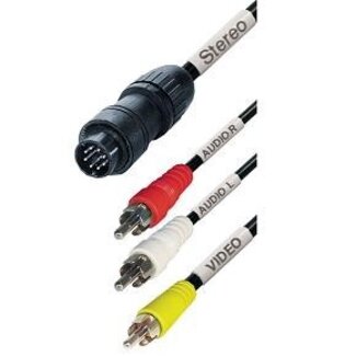 MaxTrack DIN 8pins Movieplug - Composiet 3RCA - 2 meter