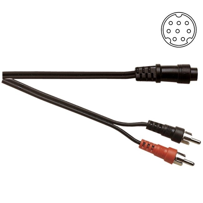 Mini DIN 8pins - Tulp stereo 2RCA kabel - 3 meter