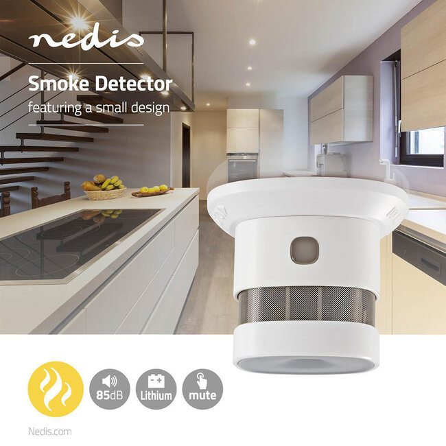 Nedis mini rookmelder - Lithium 10 jaar accu - EN 14604