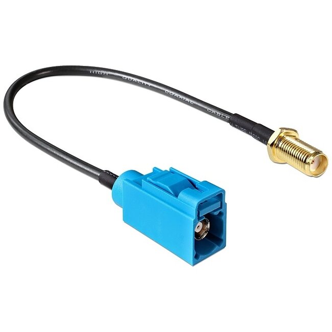 Fakra Z (v) - SMA (v) adapter kabel - RG174 - 50 Ohm / zwart - 0,20 meter