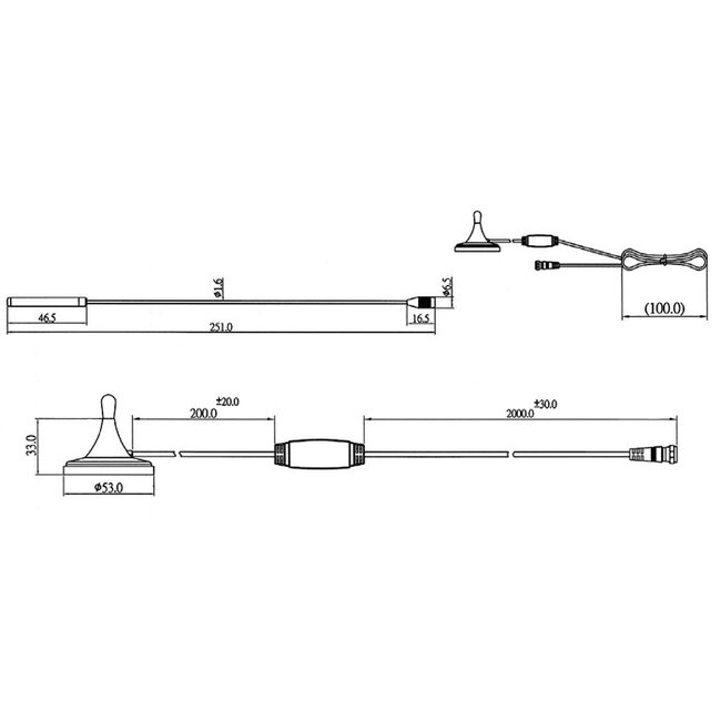 DAB+ Antenne met F (m) connector - 21 dBi - 2 meter