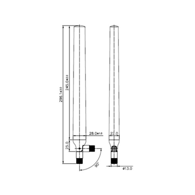 WLAN IEEE 802.11 ac/a/h/b/g/n Antenne met SMA-RP (m) connector - 5,5 - 9 dBi