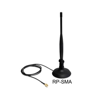 DeLOCK WLAN IEEE 802.11 b/g/n Antenne met SMA-RP (m) connector - 4 dBi - 1 meter