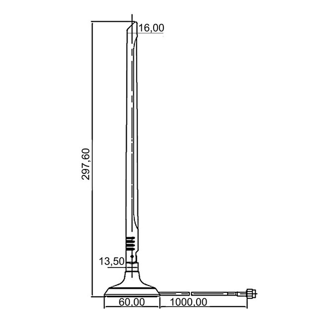 WLAN IEEE 802.11 b/g/n Antenne met SMA-RP (m) connector - 6,5 dBi - 1 meter