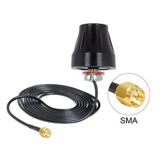 DeLOCK DeLOCK LTE outdoor IP67 antenne met SMA (m) connector - 2 dBi / zwart - 3 meter