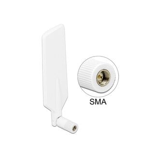 DeLOCK LTE (4G) en WLAN WiFi 5 2.4/5 GHz antenne - omnidirectioneel - SMA (m) - 1-4 dBi / wit