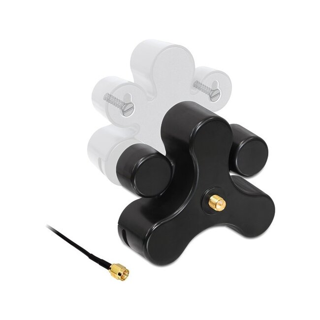 Zwarte basis voor 1 SMA-RP antenne - 1 meter