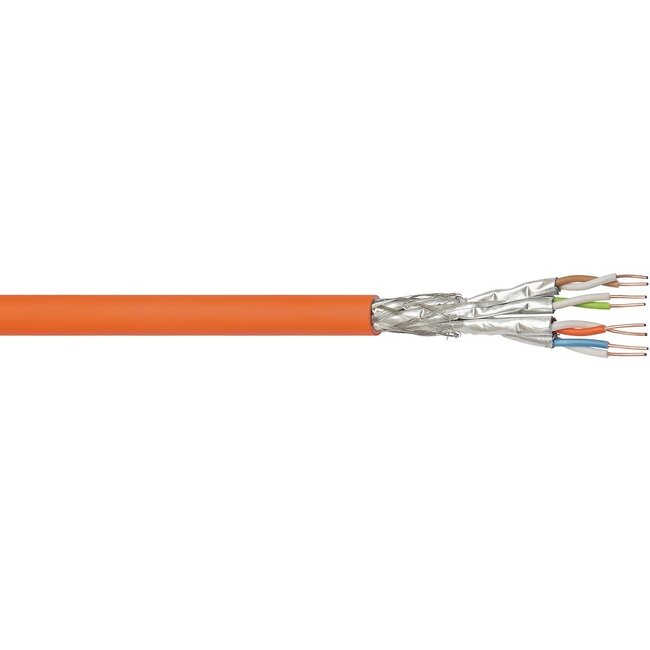 S/FTP CAT7a 10 Gigabit 1000 MHz netwerkkabel met vaste aders - AWG23 - LSZH / oranje - 100 meter