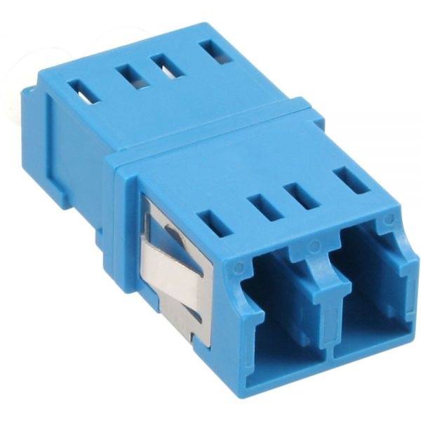 InLine Duplex LC/LC, SingleMode, w/o flange. Aansluiting 1: LC female, Aansluiting 2: 2 x LC. Kleur van het product: Blauw