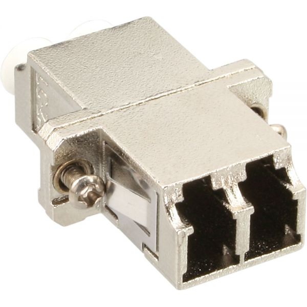 InLine Duplex LC/LC, SingleMode, with flange. Aansluiting 1: LC female, Aansluiting 2: 2 x LC. Kleur van het product: Metallic