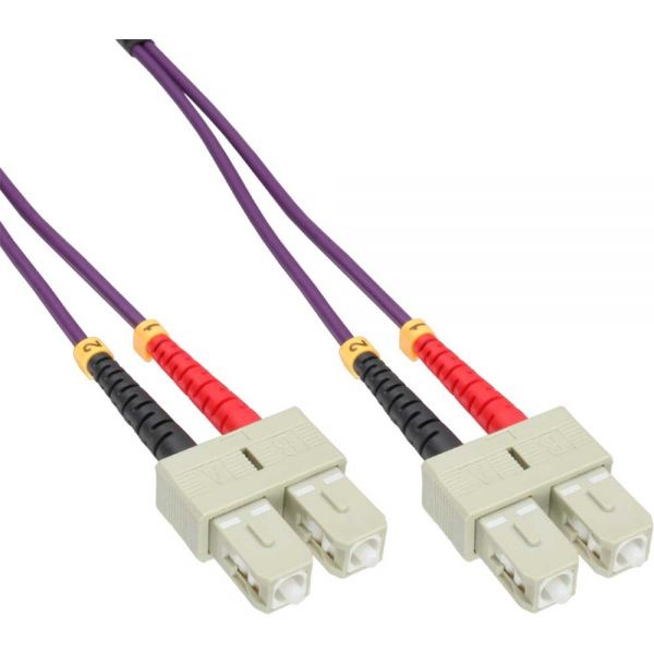 InLine SC/SC, 7.5 m. Snoerlengte: 7,5 m, Type glasvezel: OM4, Aansluiting 1: 2x SC, Aansluiting 2: 2x SC, Kern diameter: 50 µm, Full duplex