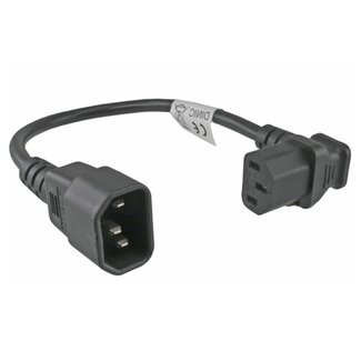 DINIC C13 (haaks/boven) - C14 stroomkabel voor UPS/PDU - 3x 0,75mm / zwart - 0,30 meter