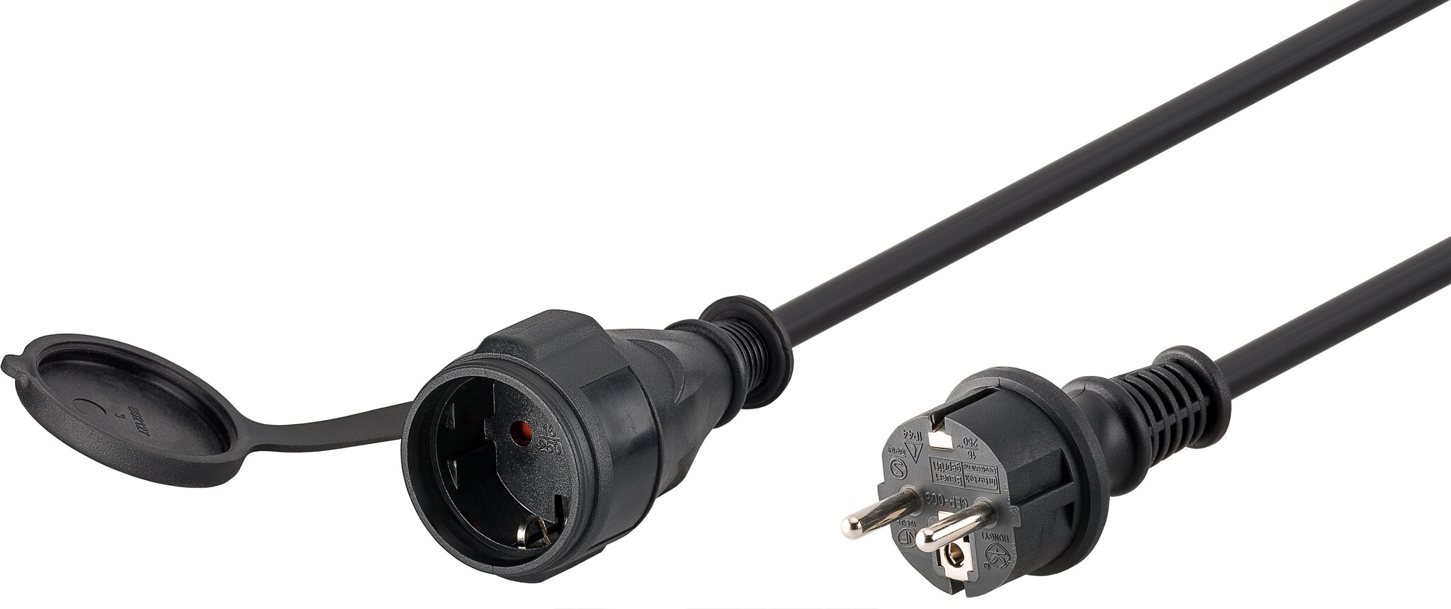 Geaarde voeding verlengkabel outdoor - 3x 1,5mm / zwart - 10 meter