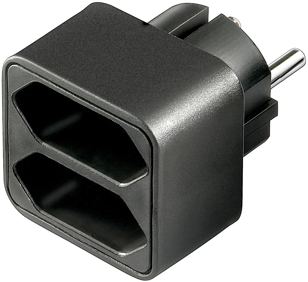 1x Schuko naar 2x Euro Splitter Zwart