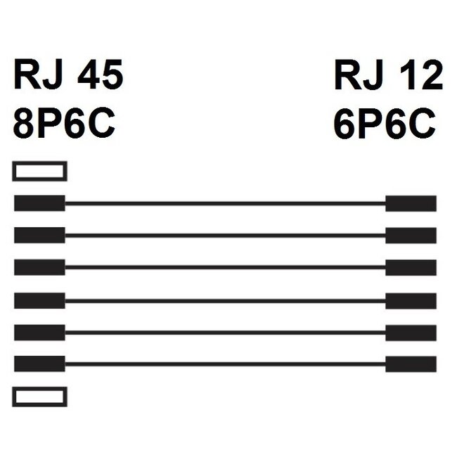 ISDN kabel RJ12 - RJ45 - 6 meter