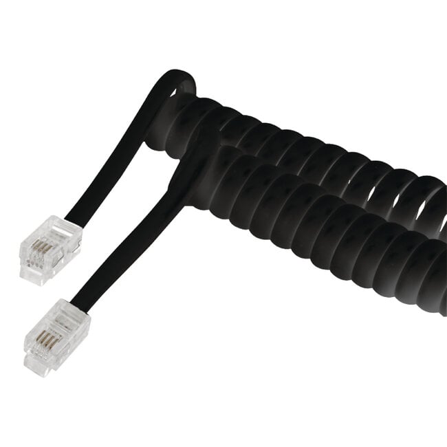 Telefoon spiraalkabel RJ10 - RJ10 / zwart - 2 meter