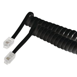 Goobay Telefoon spiraalkabel RJ10 - RJ10 / zwart - 4 meter