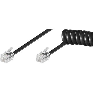 InLine Telefoon spiraalkabel RJ10 - RJ10 - 1:1 aangesloten / zwart - 2 meter