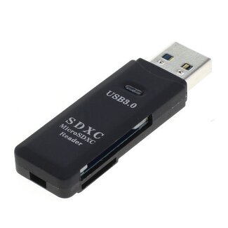 Gembird USB Cardreader met USB-A connector en 2 kaartsleuven - voor (Micro) SD/MMC/TF - USB3.0