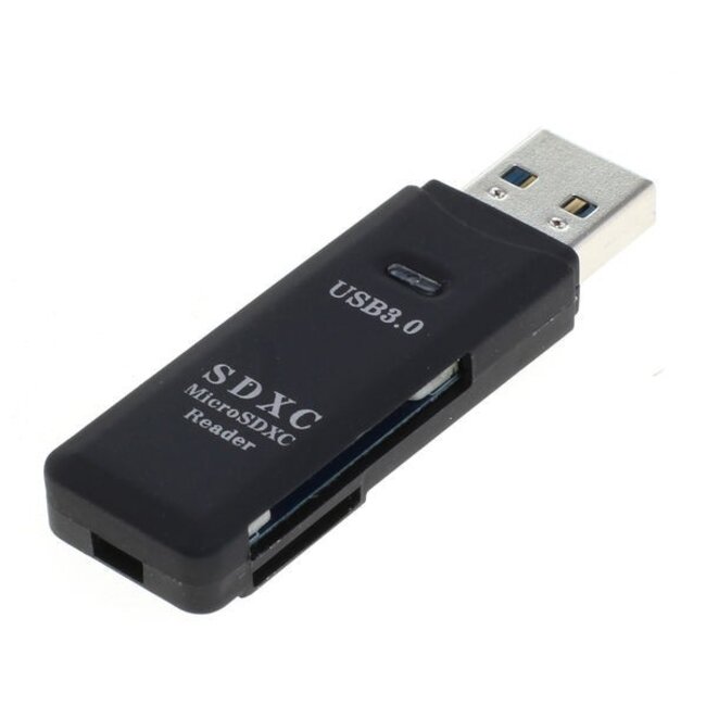 USB Cardreader met USB-A connector en 2 kaartsleuven - voor (Micro) SD/MMC/TF - USB3.0