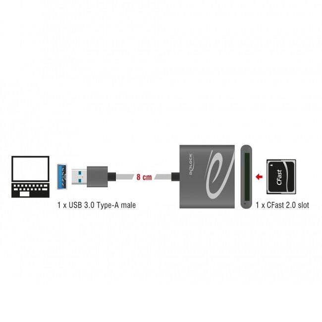 DeLOCK USB Cardreader met USB-A connector en 1 kaartsleuf - voor CFast - USB3.0