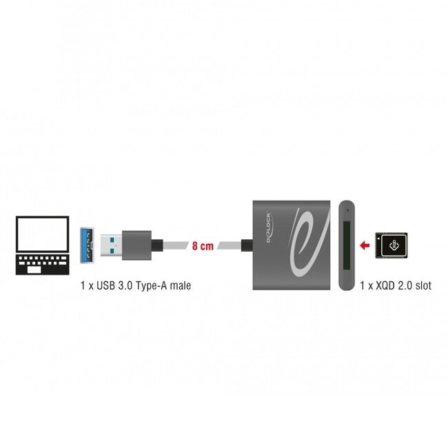 DeLOCK USB Cardreader met USB-A connector en 1 kaartsleuf - voor XQD - USB3.0