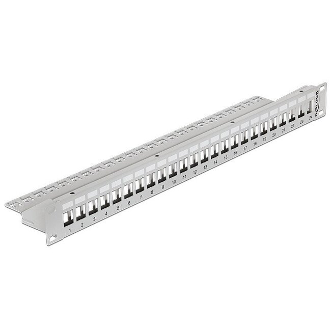 Premium 19'' Patch Panel 1U voor 24 Keystone modules / grijs