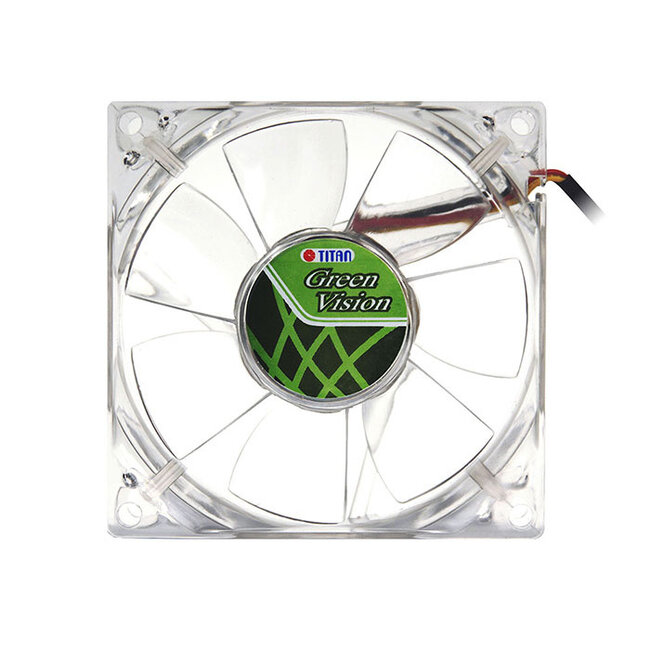 Titan Green Vision ventilator (case fan) voor in de PC met Z-Axis lager en super stil - 80 x 80 x 25 mm