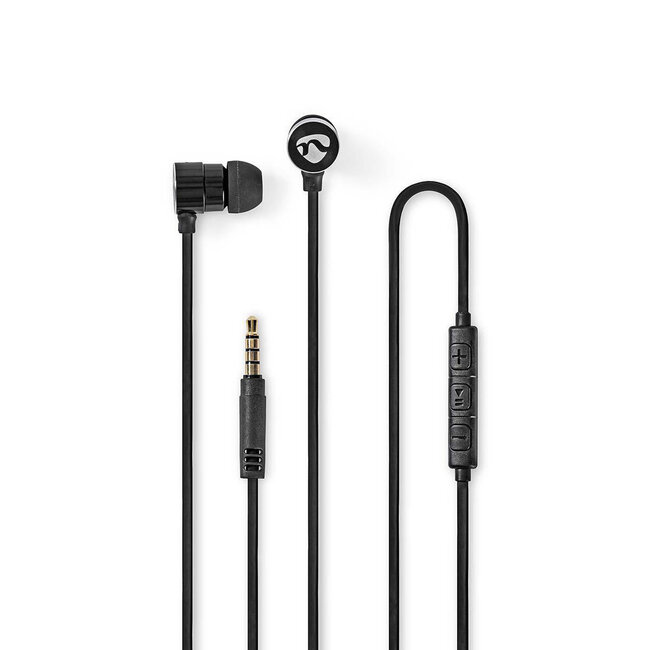 Nedis premium stereo in-ear earphones met microfoon / zwart - 1,2 meter