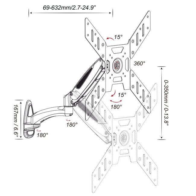My Wall muurbeugel voor schermen tot 50 inch / interactief (5 draaipunten)