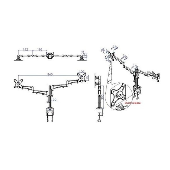 Value bureaubeugel voor 2 monitoren tot 32 inch / full motion / zilver