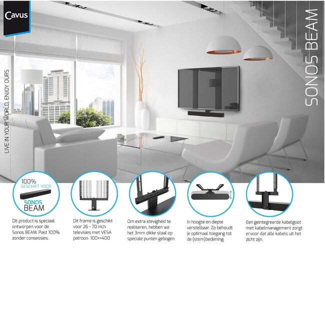 Cavus premium frame voor Sonos BEAM / zwart