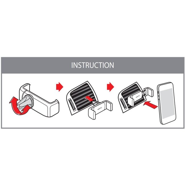 Gembird luchtrooster autohouder met klem voor smartphones / zwart