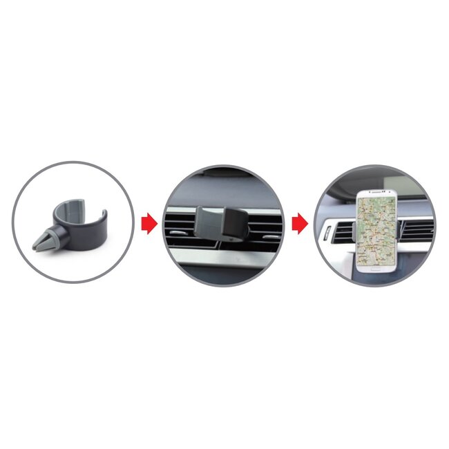 Gembird luchtrooster autohouder met klem voor smartphones en flessen / zwart