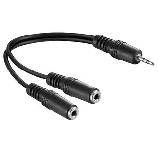 Transmedia 3,5mm Jack naar 2x 3,5mm Jack stereo audio splitter - zwart - 0,20 meter