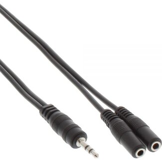 InLine 3,5mm Jack naar 2x 3,5mm Jack stereo audio splitter - zwart - 5 meter