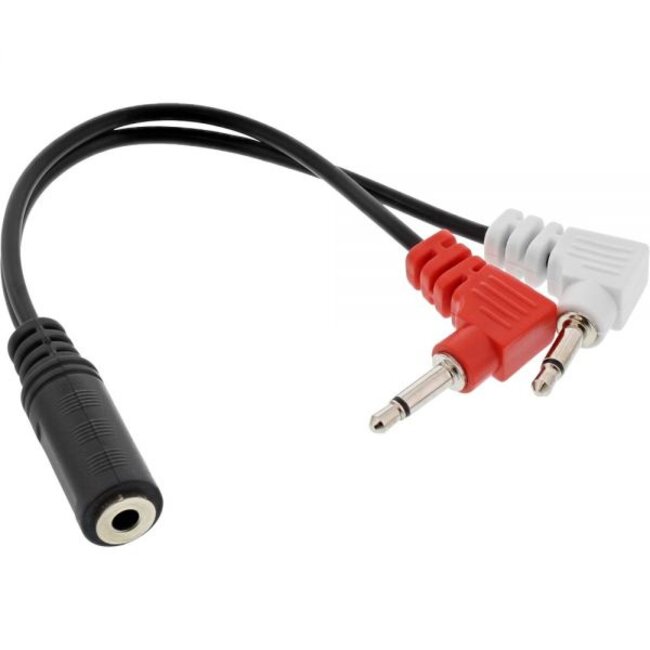 3,5mm Jack stereo audio vliegtuigadapter - haaks / zwart - 0,15 meter