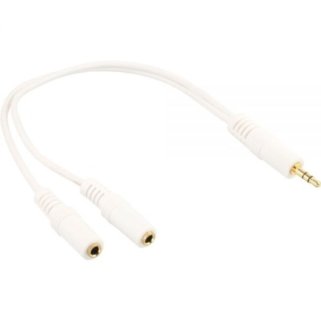 3,5mm Jack stereo audio splitter - verguld / wit - 0,15 meter