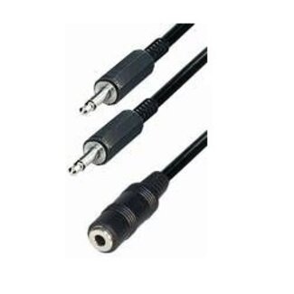 Transmedia 2x 3,5mm Jack (m) mono - 3,5mm Jack (v) stereo audio splitter adapter - 0,20 meter