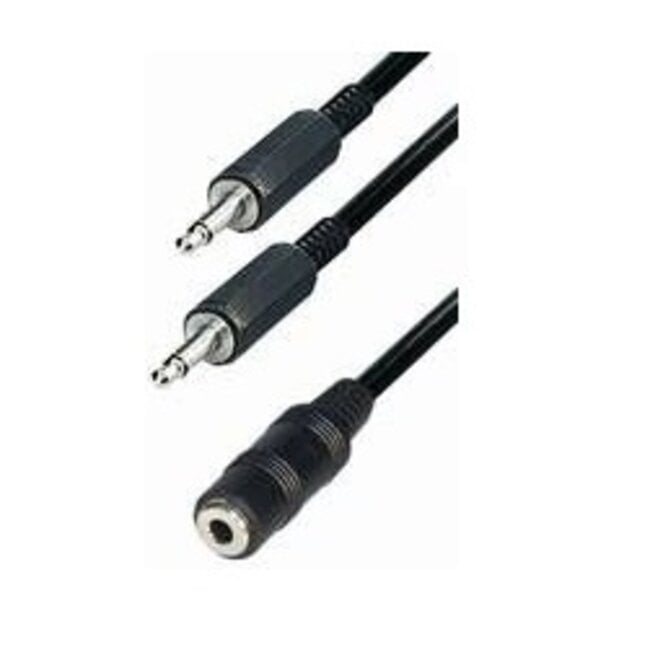 2x 3,5mm Jack (m) mono - 3,5mm Jack (v) stereo audio splitter adapter - 0,20 meter