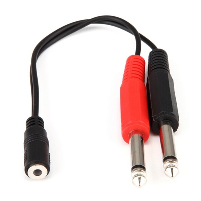 2x 6,35mm Jack mono (m) - 3,5mm Jack stereo (v) audio adapter - 0,20 meter