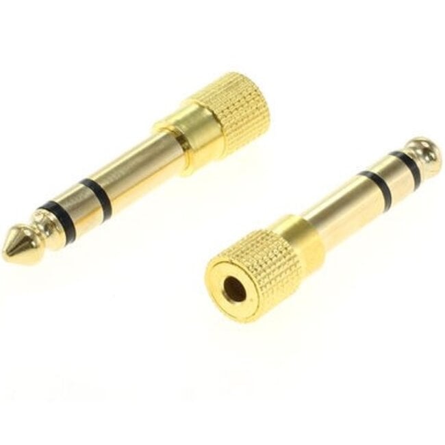 6,35mm Jack (m) - 3,5mm Jack (v) stereo audio adapter - metaal / verguld